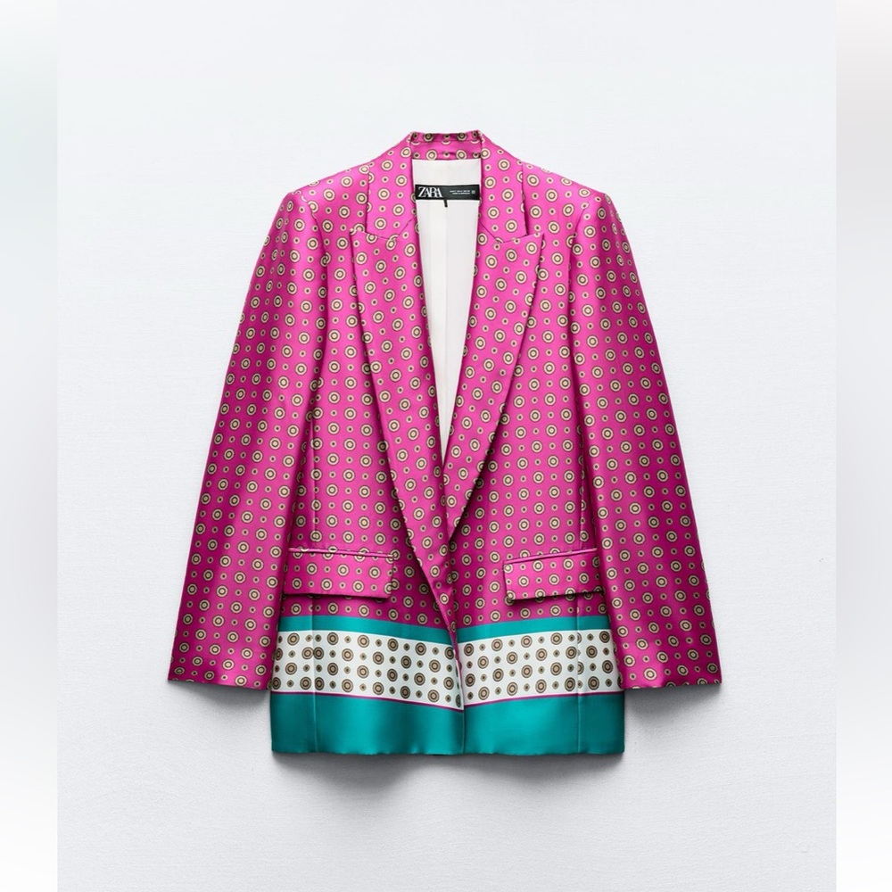 Zara printed satin effect blazer